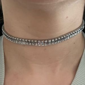 Silver Crystal Choker Necklace